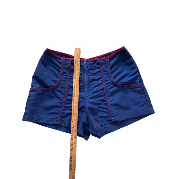 BECCA 80’s Swim Shorts Pockets Zipper Blue Made in USA Vintage Large - Picture 8 of 9